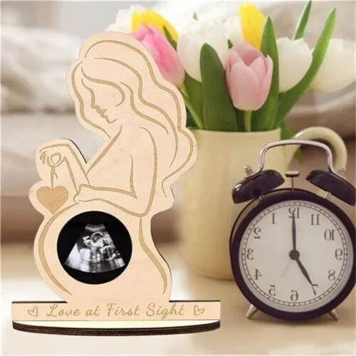 Porta-retratos para ultrassom de bebê – Madeira natural, 7,9 x 4,7 polegadas, compatível com impressões de ultrassom padrão. 2