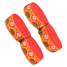 2Pcs Embroidered Lace Ribbon 7m x 2.5cm Elegant Red for Crafts & Decor