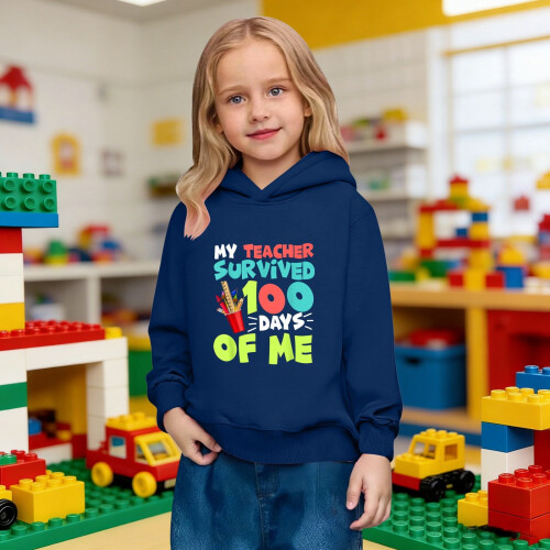 100Days Of School Αγόρια Κορίτσια Φούτερ με Κουκούλα Μακρυμάνικο Πουλόβερ 100Days Celebration 1