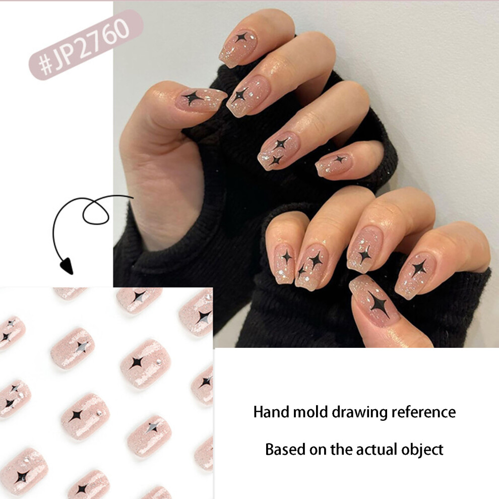 Phui-Pet-Supplies (Jelly Glue Model) Star Pink False Nails, Long Lasting & Waterproof