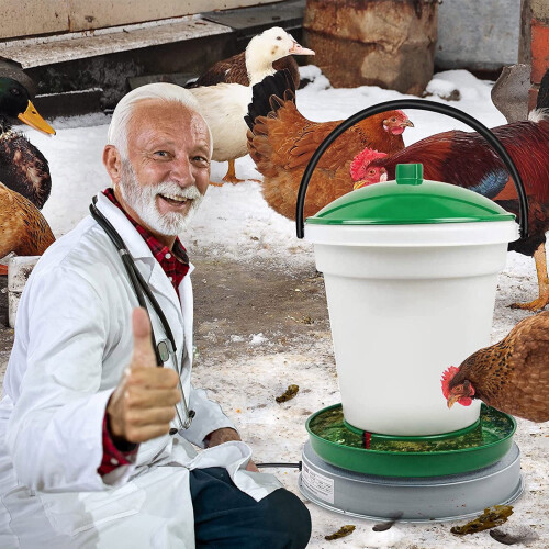 Heated Chicken Waterer Base Metal Winter Deicer 1