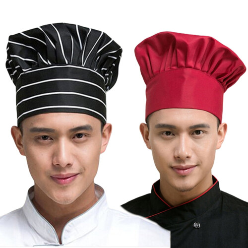 Professional Elastic Women Men Pleated Work Cap Kitchen Cooking Baker Chef Hat,Chilli Pattern 2