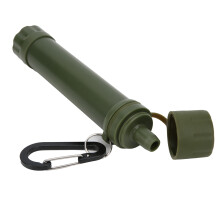 Grüner Outdoor-Wasserfilter-Strohhalm mit Karabiner, 550ml/Min, 83g