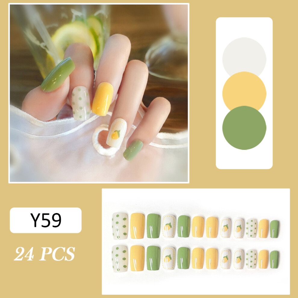 Roc-Electron (Standard) 24Pcs Glossy Summer Fake Nails For Women