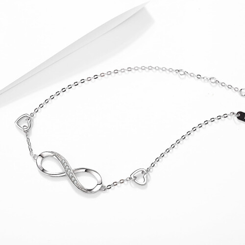Sterling Silver Zircon Infinite Love Bracelet 8-Shaped 1