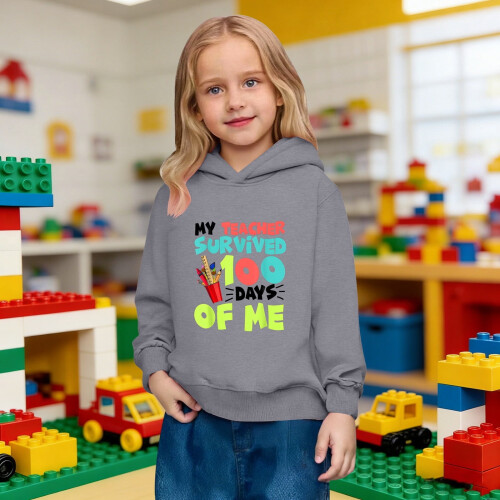 100Days Of School Αγόρια Κορίτσια Φούτερ με Κουκούλα Μακρυμάνικο Πουλόβερ 100Days Celebration 1