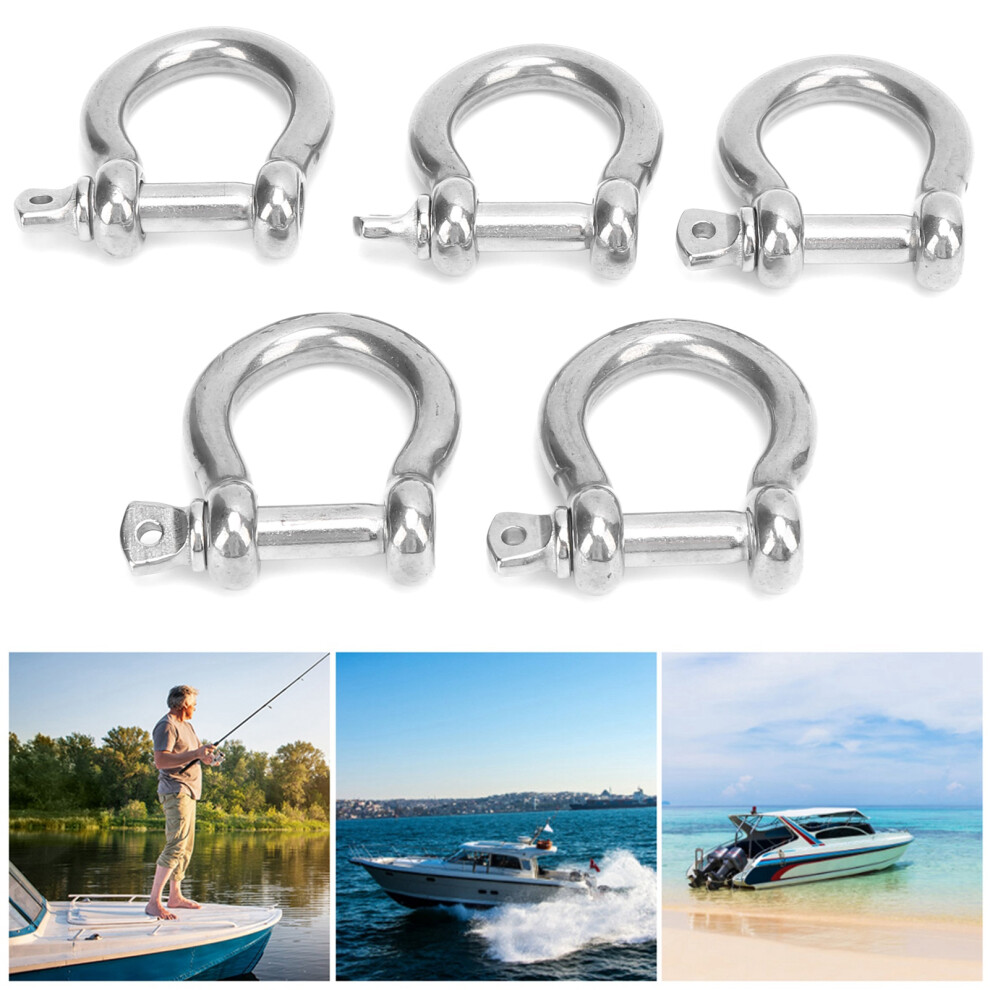 5Pcs Stainless Steel Bow Shackle M10 320Kg Load For Marine & Camping 7891390786062