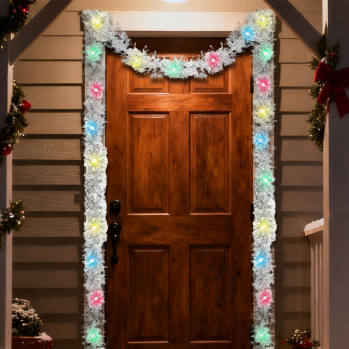 LED Lighted Christmas Tinsel Garland 5m 1