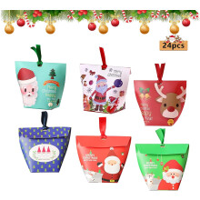Caixas de presente de Natal, fáceis de instalar, com lindos padrões de flocos de neve, sacolas de presente reutilizáveis para lembrancinhas de