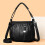 (Black) Vintage Soft Shoulder Bag, Large Capacity, Zipper 1