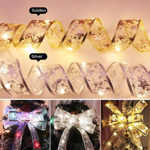 Morttic Ribbon Fairy Lights 6.5FT 20LED Silver Warm Light 2