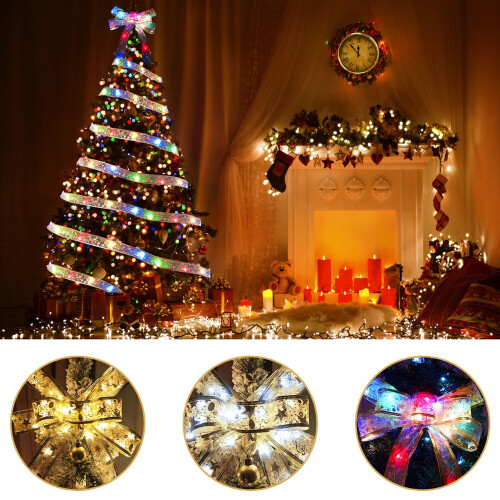 Morttic Ribbon Fairy Lights 6.5FT 20LED Silver White 2