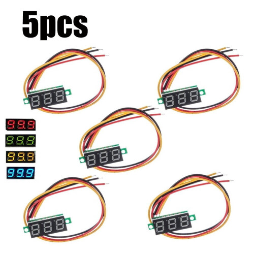 Μίνι βολτόμετρο 3 καλωδίων DC0-100V0.28" 3 ψηφιακών βολτόμετρων LED με πάνελ τάσης 5 1