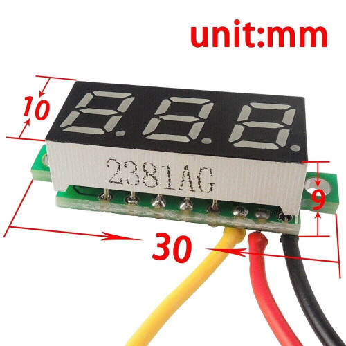 Μίνι βολτόμετρο 3 καλωδίων DC0-100V0.28" 3 ψηφιακών βολτόμετρων LED με πάνελ τάσης 5 2
