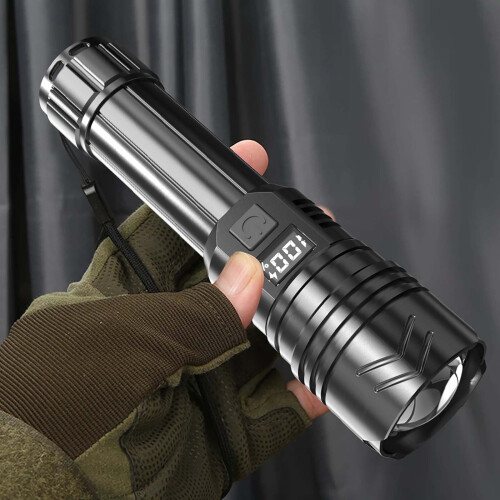 PWPSG Outdoor LED Flashlight Black Long Range Digital 2