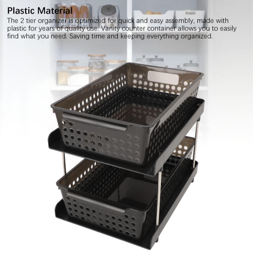 2‑Tier Plastic Drawer Organizer – Multi‑Purpose Storage Baskets for Bathroom, Kitchen, Office & Bedroom 1