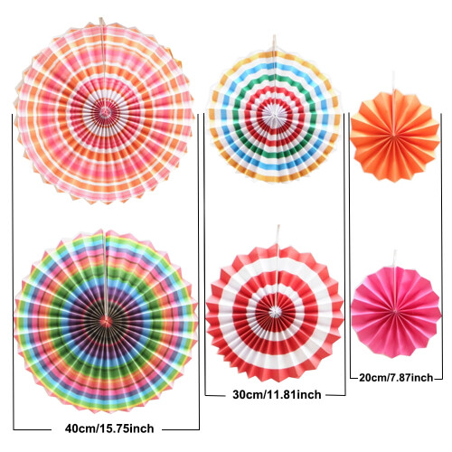 Tissue Paper Hanging Fans Party Decor Set 6 pcs 1