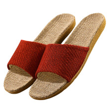 (red, 37 38) Couples Rattan Slippers for Wood Floors