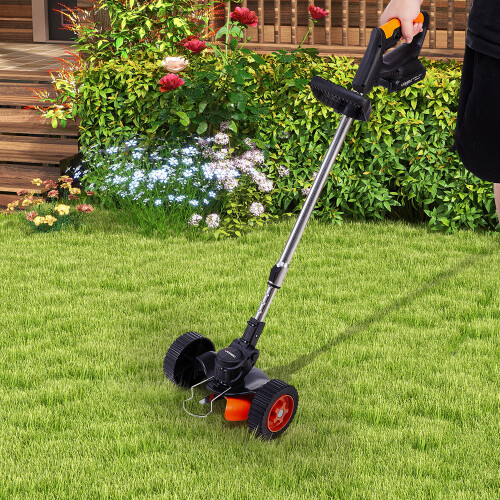 Cordless Lawn Mower 20cm Battery Powered Grass Trimmer with 90° Adjustable Head & 2 Batteries