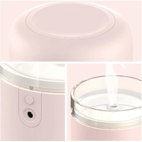 (Pink) 350ml Cool Mist Humidifier LED Night Light Diffuser Purifier Atomizer 1