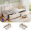 Beige Velvet Single Daybed with RGB LED Lights 3