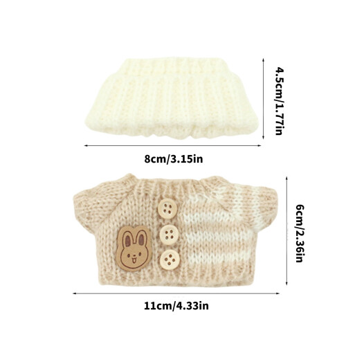 Soft Plush Doll Winter Outfit Set with Knit Hat and Sweater 2