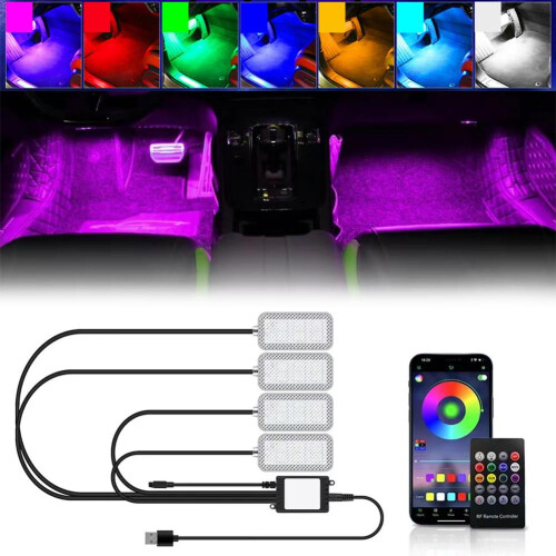 LED Atmosfære Fodlys Sæt Biltilbehør USB Lighter Lys Interiør A D3L3 1