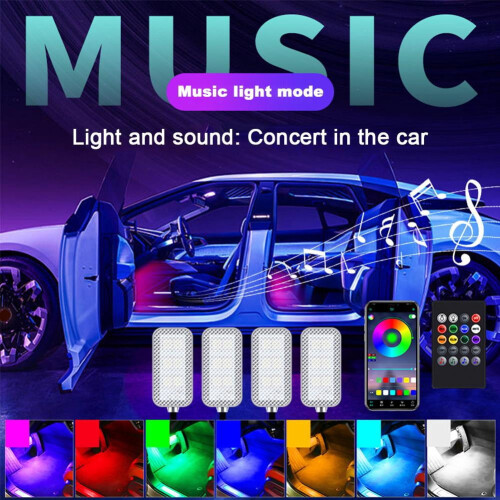 LED Atmosfære Fodlys Sæt Biltilbehør USB Lighter Lys Interiør A D3L3 2