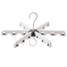 (White Gray, 18 Clips) Foldable Travel Hanger with Clips