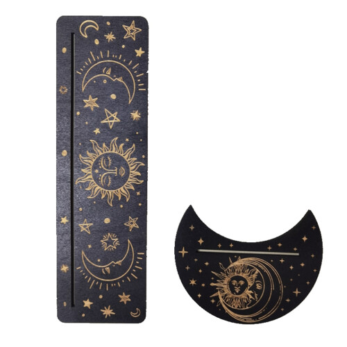 Suporte de madeira para cartas de tarô em formato retangular, ideal para altar. 1