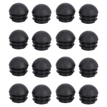16 Pcs 25mm Dia Plastic Round Tube Inserts End Blanking Caps Black