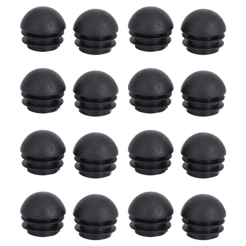 16 Pcs 25mm Dia Plastic Round Tube Inserts End Blanking Caps Black 1