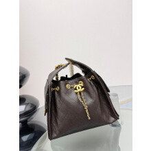 Chanel 25 Hobo Small Grained Calfskin Drawstring Bag coffee brown 30cm