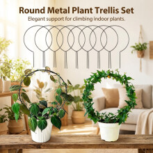 (Black, 4 bags) Round Metal Plant Trellis for Climbing Plants