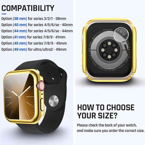 Αδιάβροχη θήκη XiHAMA συμβατή με το Apple Watch SE (2ης γενιάς) Series6 5 4, προστατευτικό οθόνης, 1