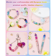 Großlochperlen Zur Schmuckherstellung - 12 Farbige Glas-Abstandsperlen mit Großem Loch für Armbänder, Halsketten und Bastelarbeiten
