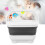 Foldable Bath Toy & Toiletry Storage Bin with Removable Base, Quick Drain, High Capacity, Cute Design – White/Black 3