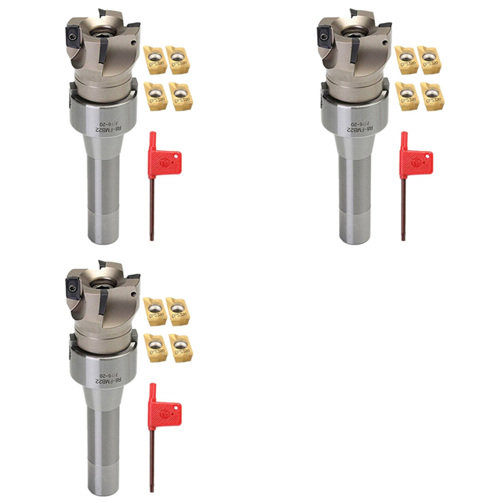3X R8 Fmb22 Arbor 400R 50Mm Face End Mill Shell Cutter +12X Apmt1604 Carbide Inserts 6031929403560