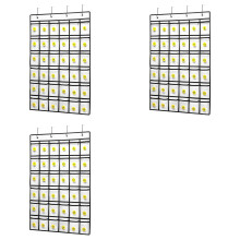 3X Cell Phone Pocket Diagram, Classroom Organizer Calculator Holder Door Hanging Jewelry Storage Box - 36 Clear Pockets