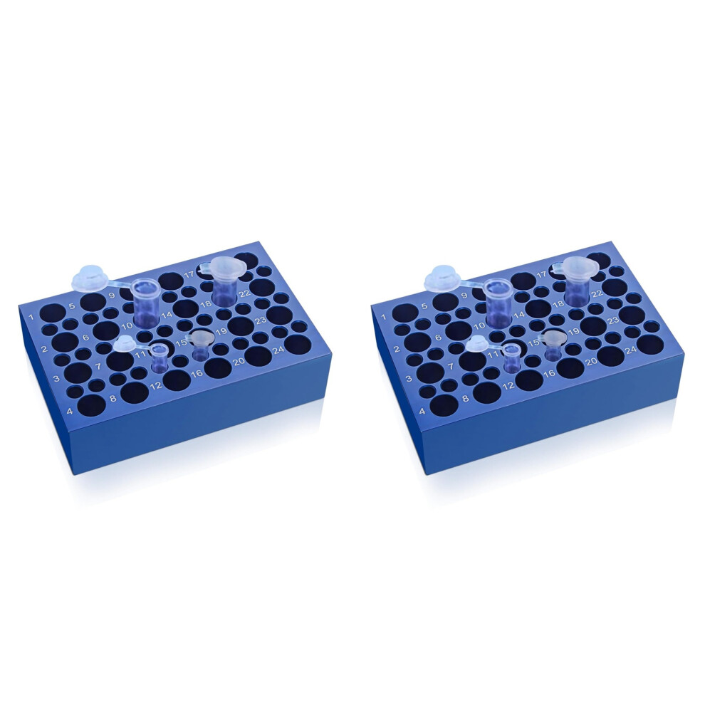 2X Dual-Size Aluminum Cooling Block (24+36 Wells) For Tubes - Reusable 0.2Ml/1.5Ml/2Ml Centrifuge Tube Ice Bath Cooler 6034276612807