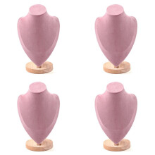4X Smyckesarrangör Display Stativ Hänge Örhängen Halsband Skyltdocka för Butik Showcase Dekor Träbas Kedjehållare C