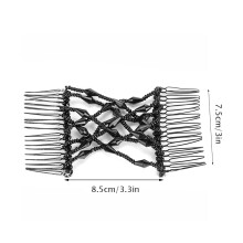 Damen Mädchen Haarperlen Slide Clip Dehnbare Haarspange mit Kamm Schwarz Casual