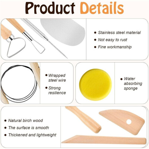Pottery Tools Wood Rolling Pin, Pottery Tablecloth, Teaching Rolling Mud Stick Guide, for Manual Self Ceramic Making 2