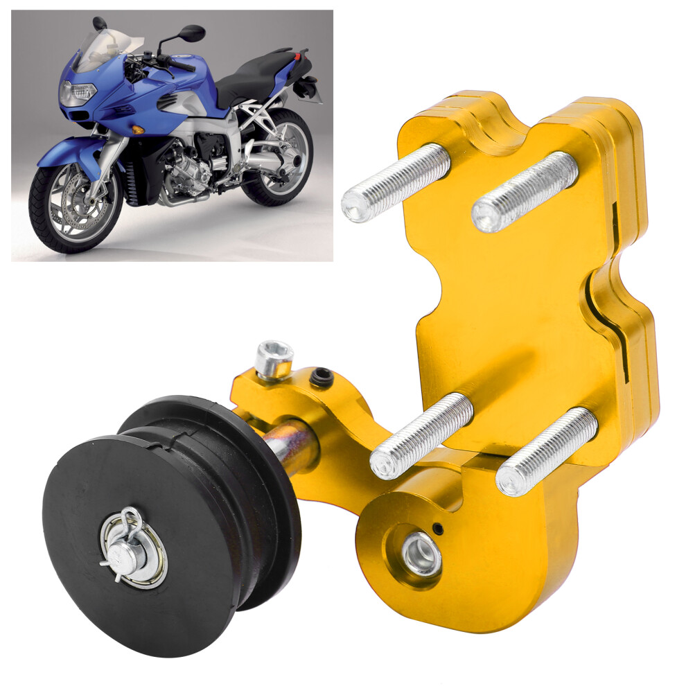 Universal Motorcycle Chain Tensioner Adjuster Aluminum Rubber Yellow 8091390789783