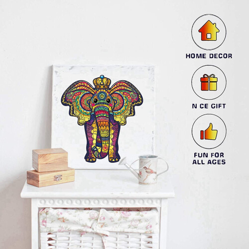 SPECOOL Wooden Animal Puzzle Crown Elephant 100 pcs 1