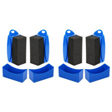 4X Tire Shine Applicator, Tire Dressing Applicator Pad, Tire Sponge Applicator Curved Tire Detail Sponge with Handle A