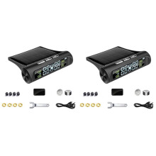 2Set Solarbetriebenes TPMS-Reifendruck-Alarmüberwachungssystem Auto-Sicherheitsalarmsysteme Reifendruck-Temperaturwarnung