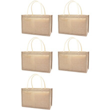 5X Grands Sacs D'Épicerie Réutilisables en Toile de Jute avec Poignées Sac à Provisions pour Femmes Sac à Provisions Écologique Bricolage, L