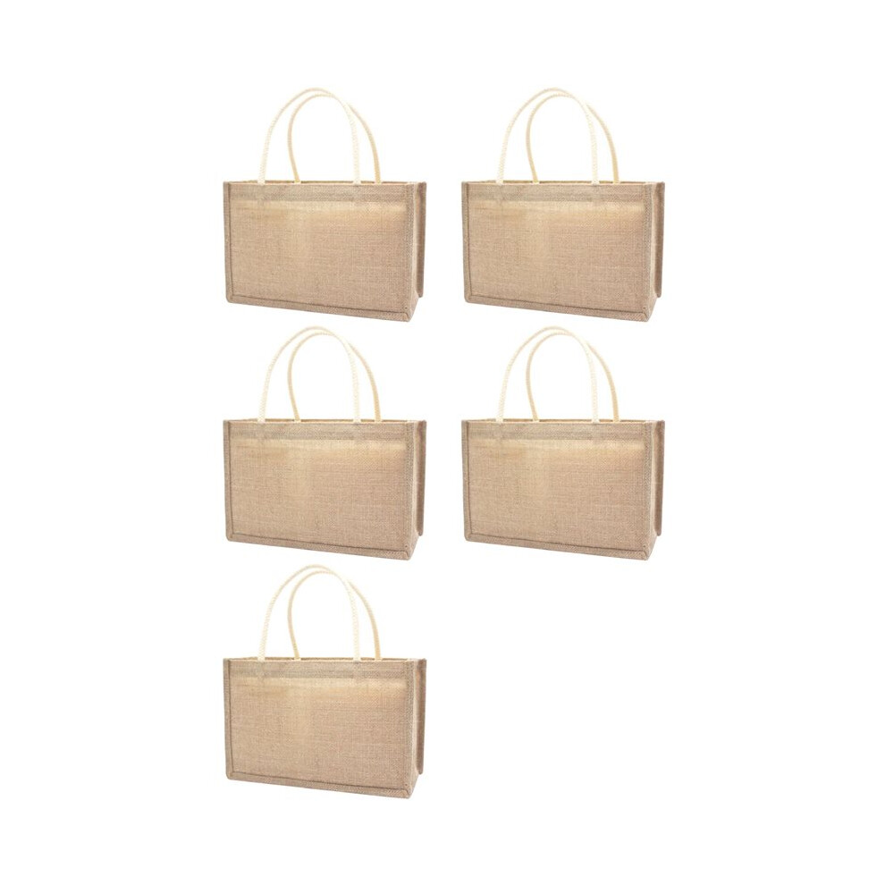 Semoic 5X Jute Burlap Tote Large Reusable Grocery Bags With Handles Women Shopping Bag Diy Eco-Friendly Shopping Bag, L