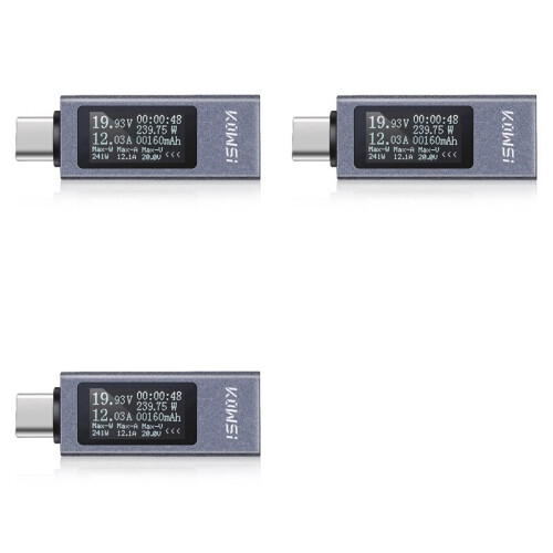 3X KOWSI Type-C Multifunctionele Digitale Display Ampèremeter Vermogensmeter  4-30V 12A Voltmeter Ampèremeter Capaciteitstester KWS-2301C